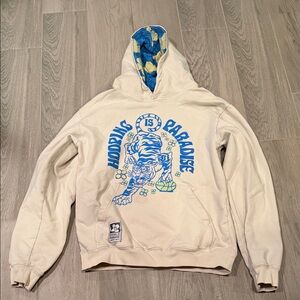 Overtime Boys Cream and Blue Hoodie Size XL